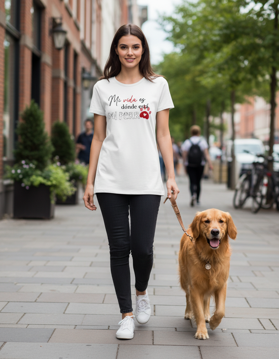 Camiseta "Mi vida es donde está mi perro"